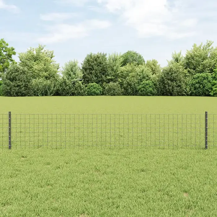 vidaXL Euro Fence with 11 U Posts Grey 0.4×25 m Steel