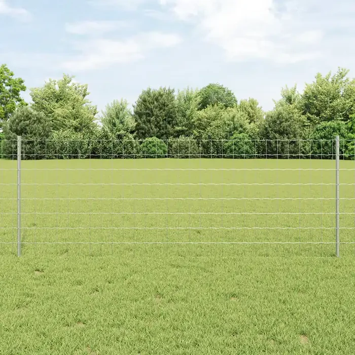 vidaXL Euro Fence with 11 U Posts Silver 0,8×25 m Steel