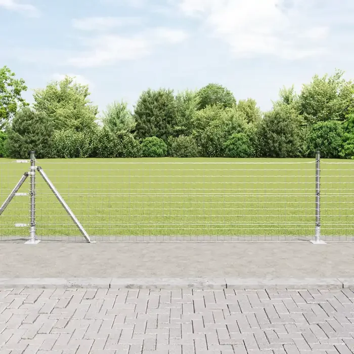vidaXL Euro Fence with 13 Flanged Posts 0.6×25 m Galvanised Steel