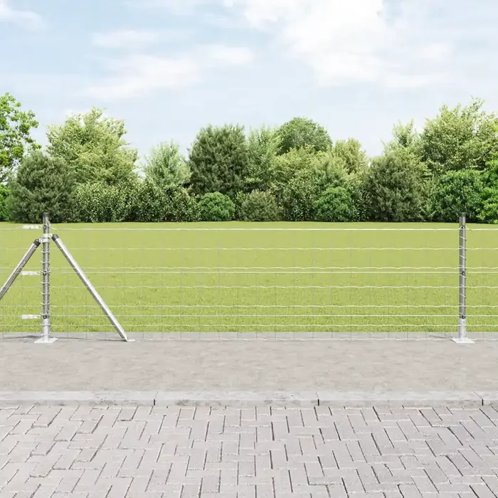 vidaXL Euro Fence with 13 Flanged Posts 0.6×25 m Galvanised Steel