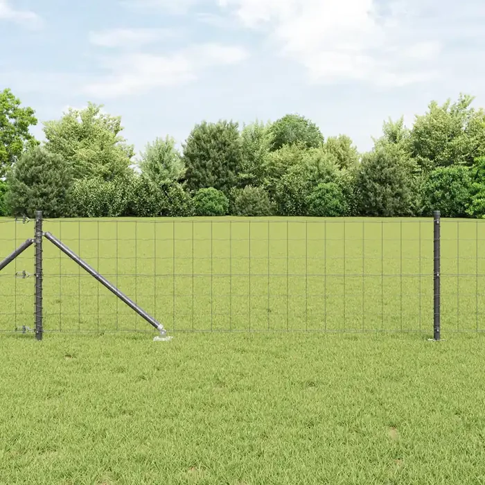 vidaXL Euro Fence with 13 Spike Posts 0.4×50 m Galvanised Steel Grey