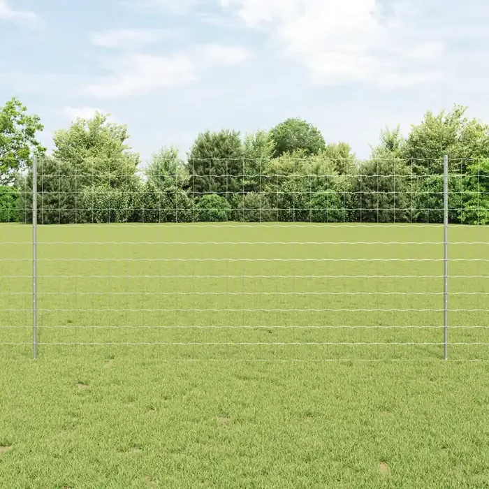 vidaXL Euro Fence with 22 U Posts Silver 1,2×25 m Steel