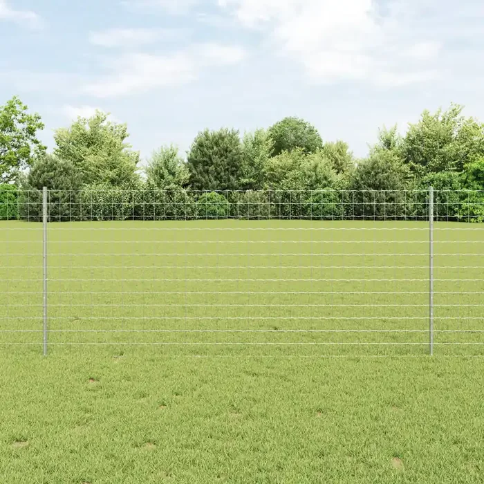 vidaXL Euro Fence with 22 U Posts Silver 1×25 m Steel
