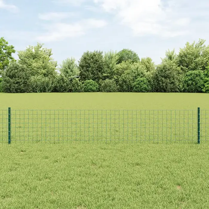 vidaXL Euro Fence with 5 U Posts Green 0.4×10 m Steel
