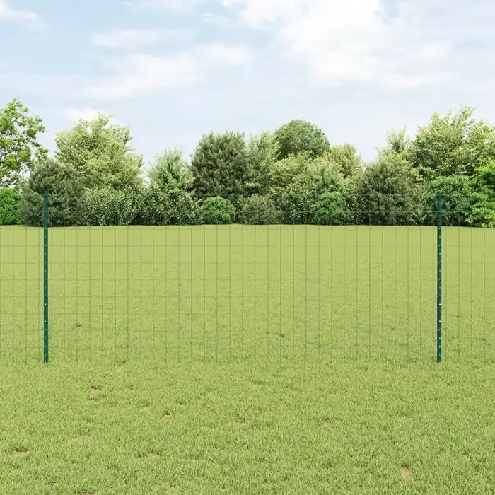 vidaXL Euro Fence with 5 U Posts Green 1×10 m Steel