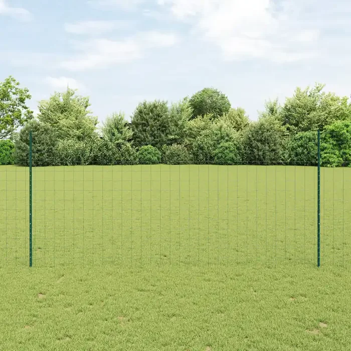 vidaXL Euro Fence with 5 U Posts Green 1,4×10 m Steel