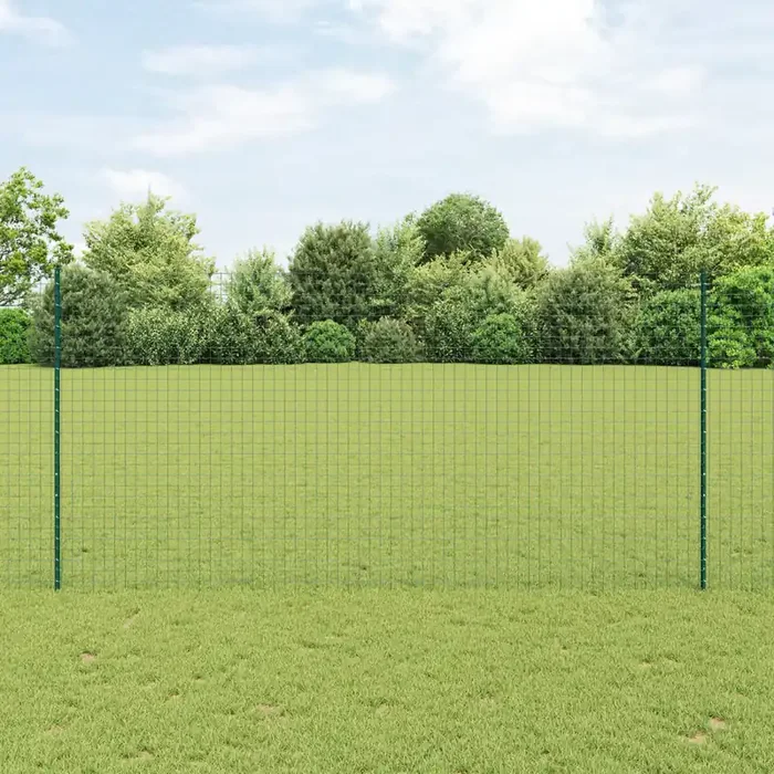 vidaXL Euro Fence with 5 U Posts Green 1.5×10 m Steel