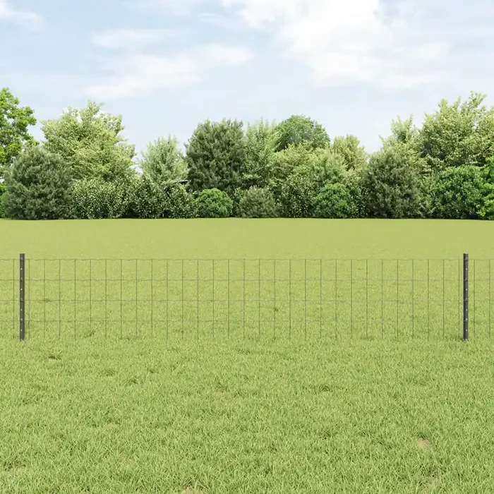 vidaXL Euro Fence with 5 U Posts Grey 0.4×10 m Steel