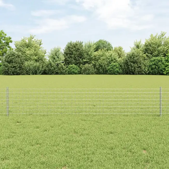 vidaXL Euro Fence with 5 U Posts Silver 0,4×10 m Steel