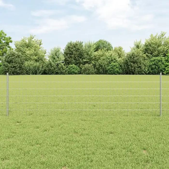 vidaXL Euro Fence with 5 U Posts Silver 0,6×10 m Steel