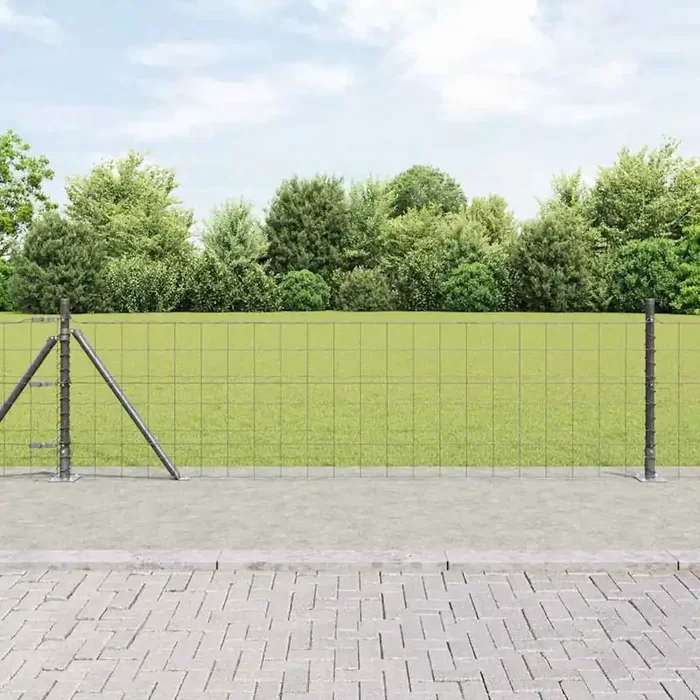 vidaXL Euro Fence with 7 Flanged Posts 0.4×10 m Galvanised Steel.