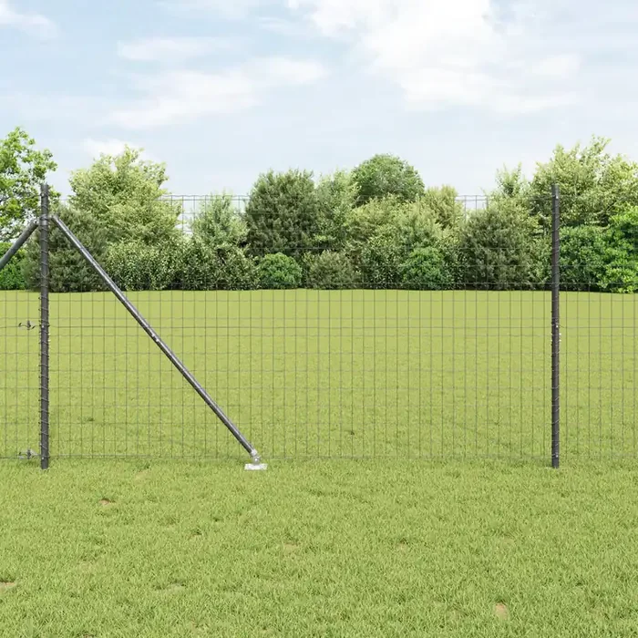 vidaXL Euro Fence with 7 Spike Posts 1.4×10 m Galvanised Steel Grey