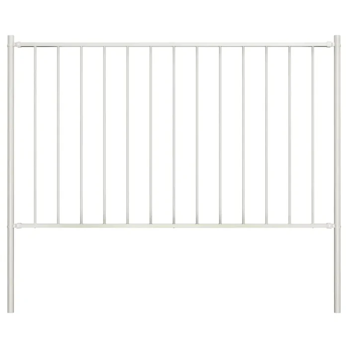 vidaXL Fence Panel with Posts Powder-coated Steel 1.7×0.75 m White