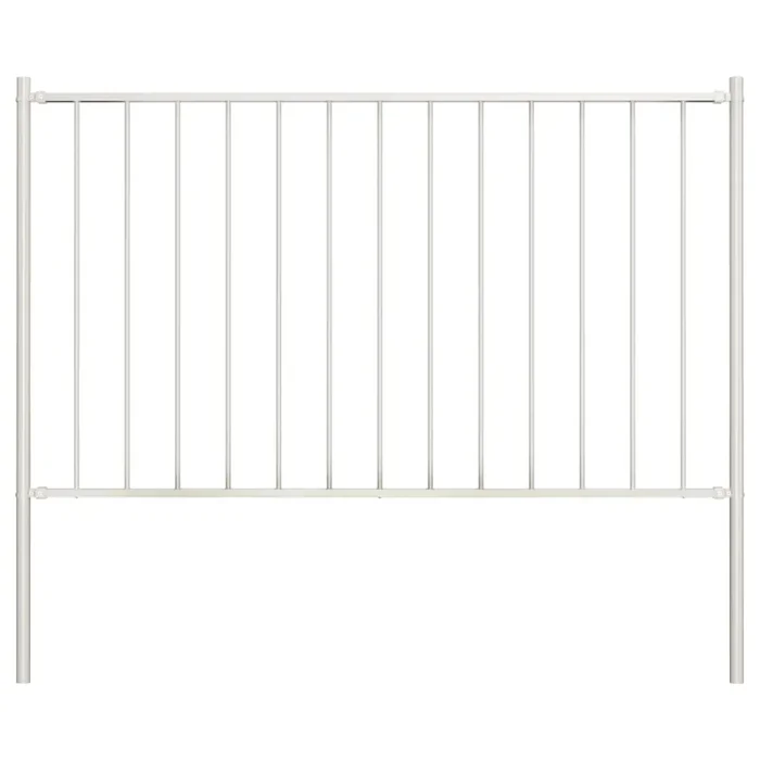 vidaXL Fence Panel with Posts Powder-coated Steel 1.7×1.25 m White