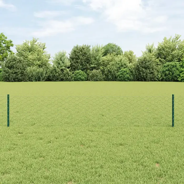 vidaXL Fence Posts 11 pcs U-Channel Green 40 cm Steel