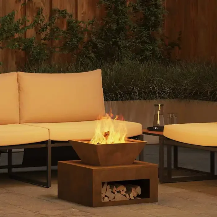 vidaXL Fire Pit 50 x 50 x 40 cm Corten Steel