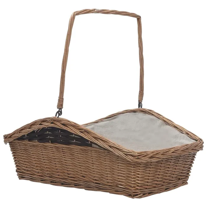 vidaXL Firewood Basket with Handle 61.5×46.5×58 cm Brown Willow