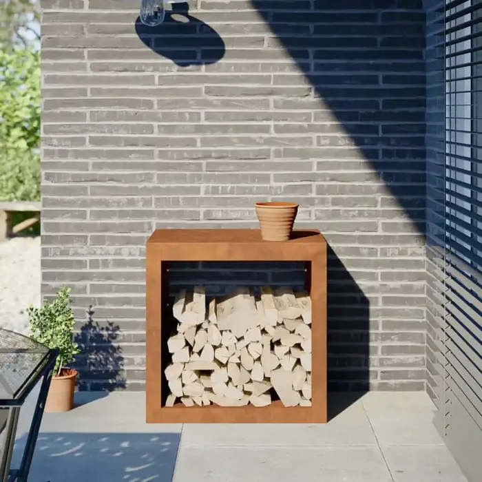 vidaXL Firewood Rack 60x40x60 cm Weathering Steel