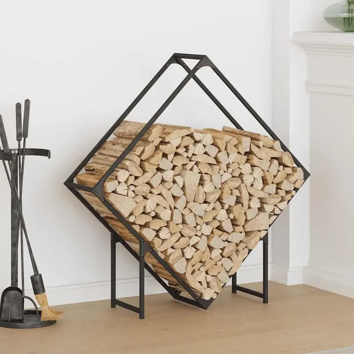 vidaXL Firewood Rack Black 100x25x100 cm Cold-rolled steel