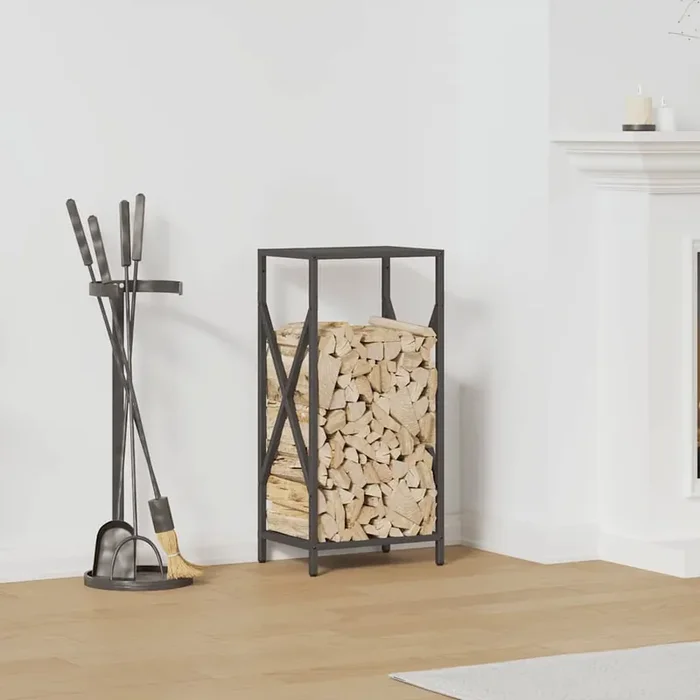 vidaXL Firewood Rack Black 34x25x70 cm Cold-rolled steel