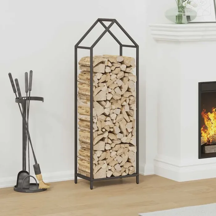 vidaXL Firewood Rack Black 40x25x120 cm Cold-rolled steel