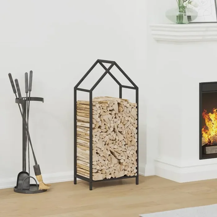 vidaXL Firewood Rack Black 40x25x90 cm Cold-rolled steel