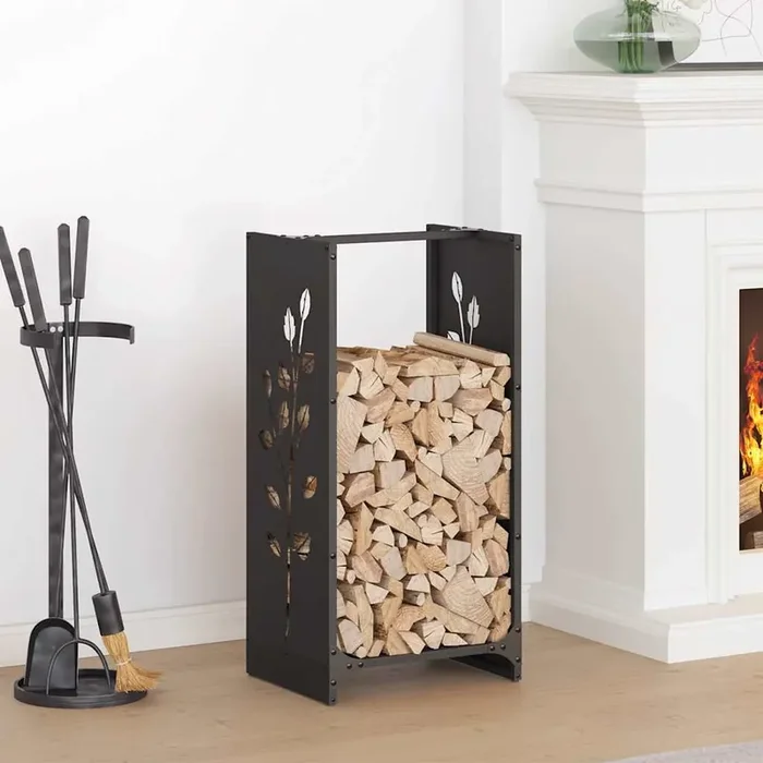 vidaXL Firewood Rack Black 40x30x80 cm Cold-rolled steel