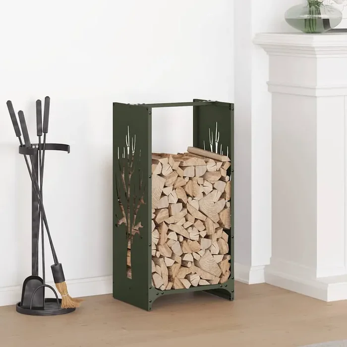 vidaXL Firewood Rack Olive Green 40x30x80 cm Cold-rolled steel