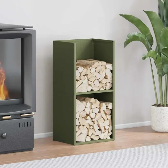 vidaXL Firewood Rack Olive Green 40x30x80 cm Cold-rolled steel