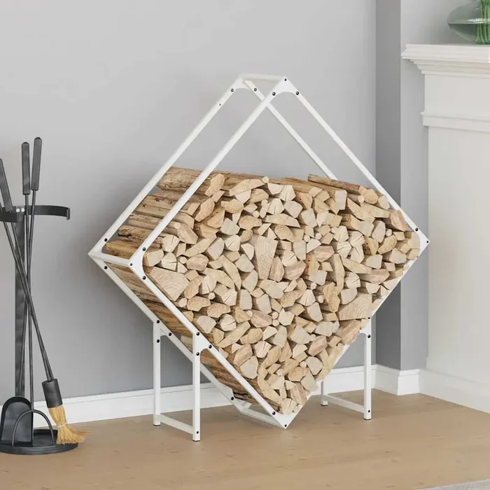 vidaXL Firewood Rack White 100x25x100 cm Cold-rolled steel