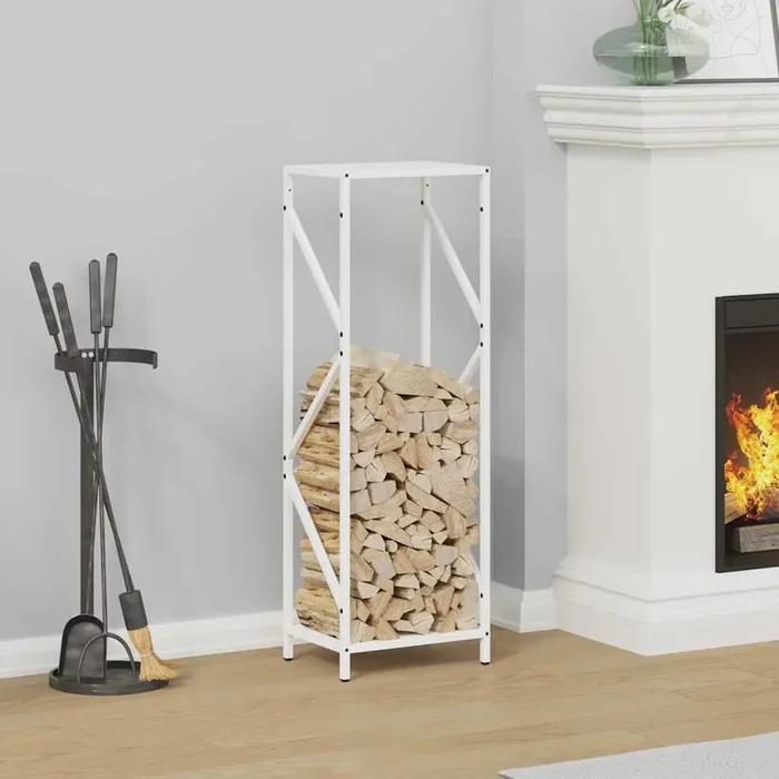 vidaXL Firewood Rack White 34x25x100 cm Cold-rolled steel