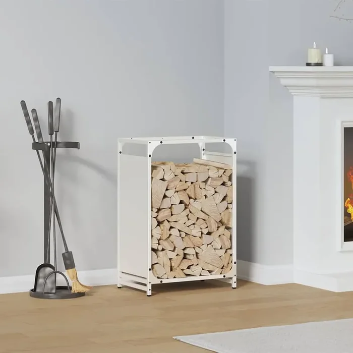 vidaXL Firewood Rack White 44x28x65 cm Cold-rolled steel