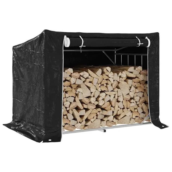vidaxL Firewood Rack with Rain Cover 150.5×100.5×110.5 cm Galvanised Steel