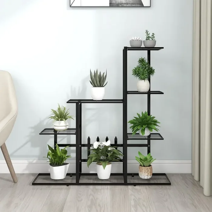 vidaXL Flower Stand 94.5x25x88 cm Black Metal