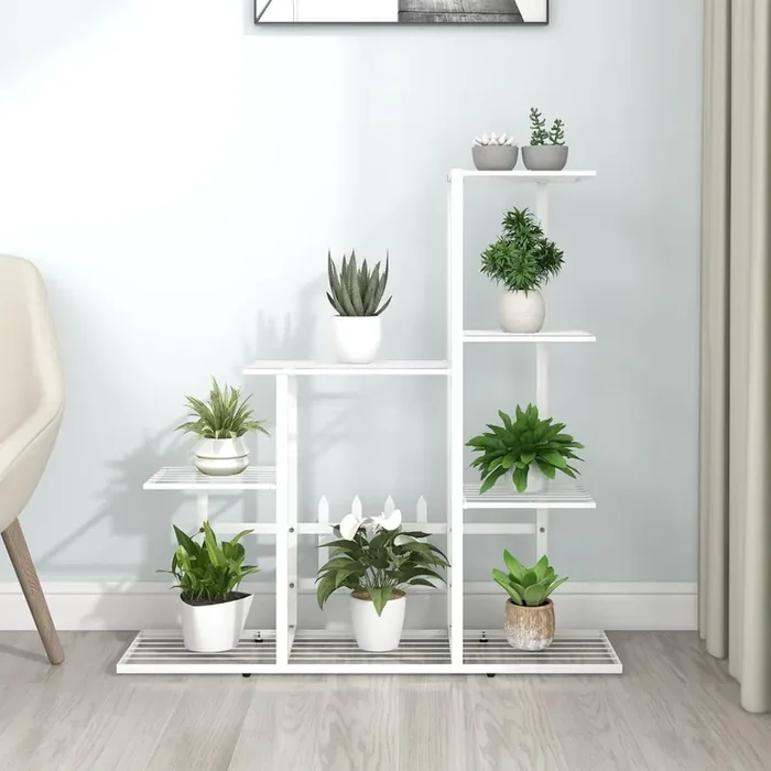 vidaXL Flower Stand 94.5x25x88 cm White Metal
