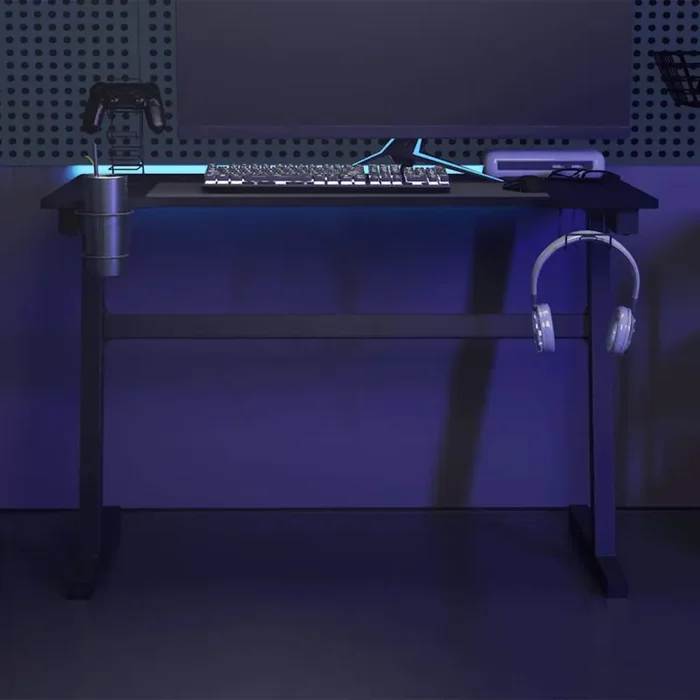 vidaXL Gaming Desk LED with Z Shape Black 110x60x75 cm