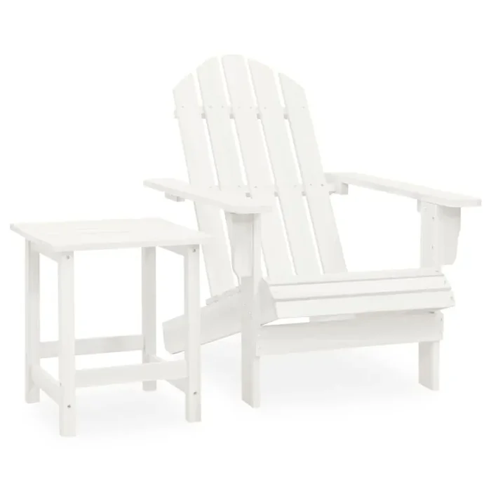 vidaXL Garden Adirondack Chair with Table Solid Fir Wood White