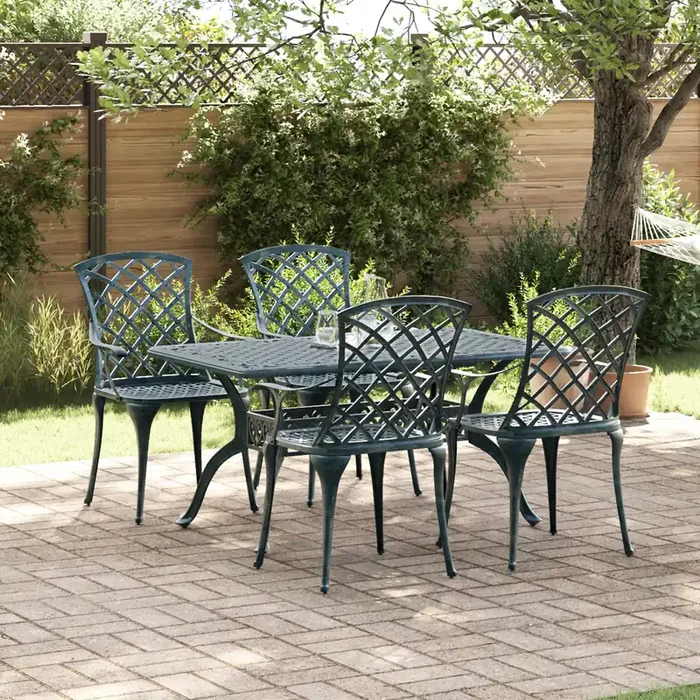vidaXL Garden Chairs Stackable 4 pcs Green Cast Aluminium