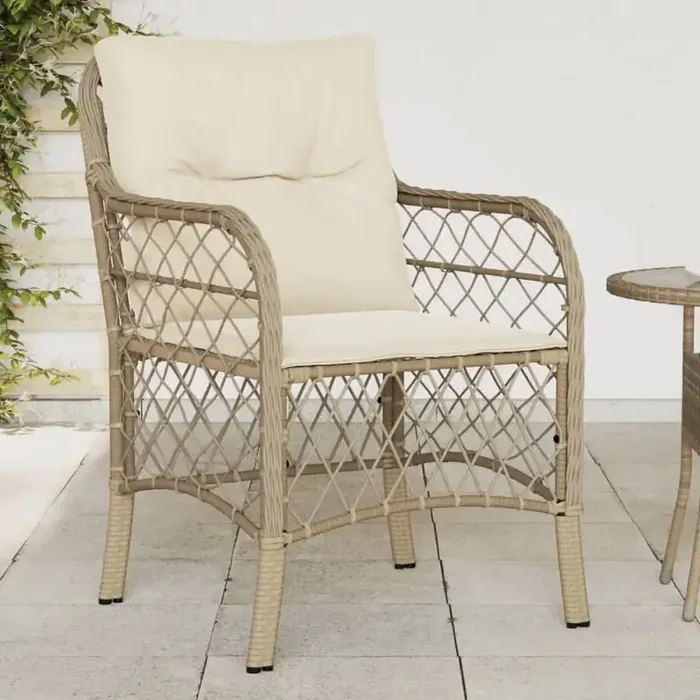 vidaXL Garden Chairs with Cushions 2 pcs Beige Poly Rattan