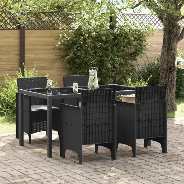 vidaXL Garden Chairs with Cushions 4 pcs Anthracite Poly Rattan