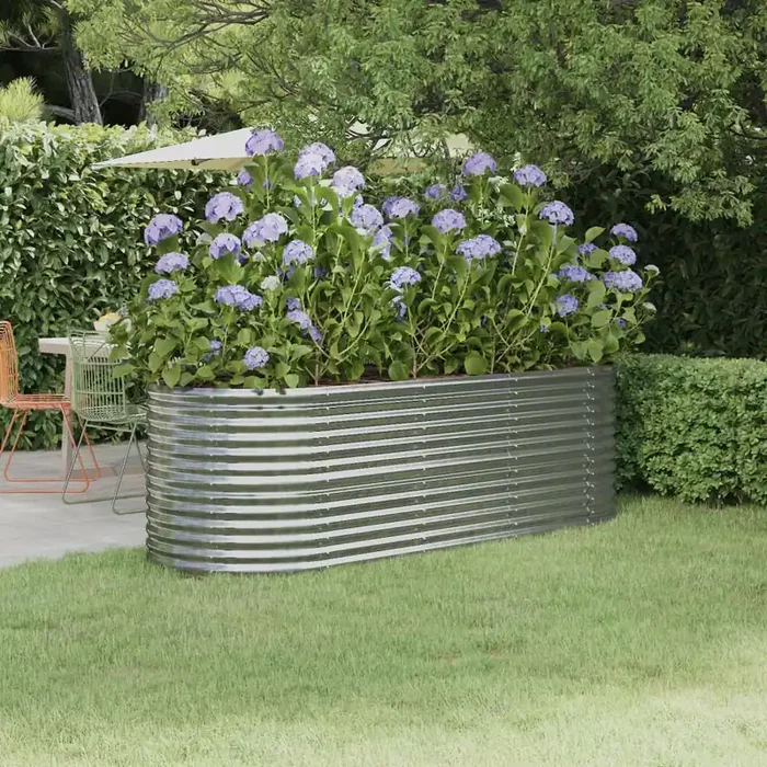 vidaXL Garden Raised Bed Powder-coated Steel 224x80x68 cm Silver