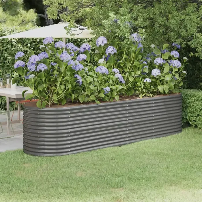 vidaXL Garden Raised Bed Powder-coated Steel 296x80x68 cm Grey