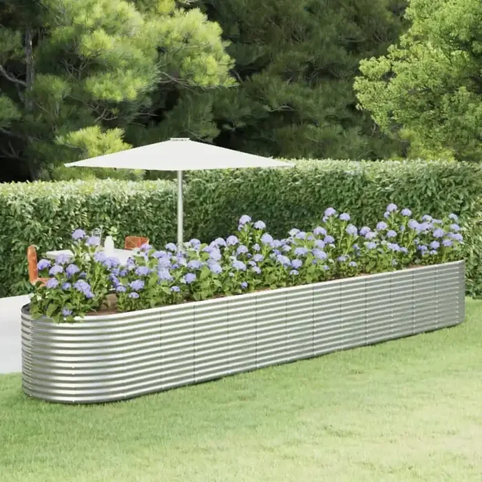 vidaXL Garden Raised Bed Silver 554x100x68 cm Powder-coated Steel