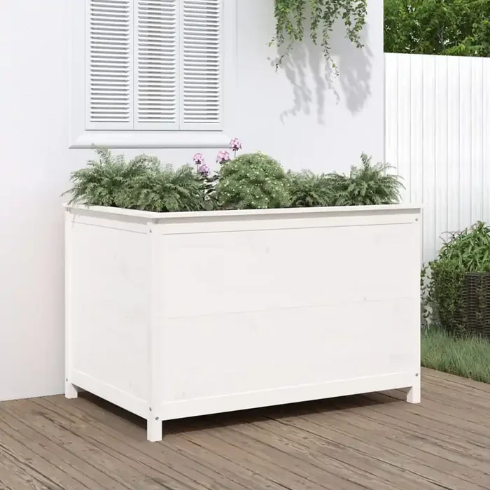vidaXL Garden Raised Bed White 119.5×82.5×78 cm Solid Wood Pine