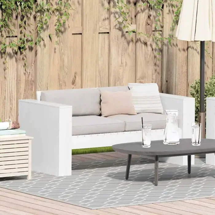 vidaXL Garden Sofa 2-Seater 134x60x62 cm White Solid Wood Pine