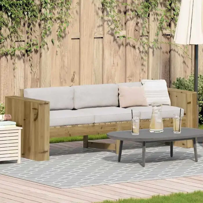 vidaXL Garden Sofa 3-Seater 185.5x60x62 cm Impregnated Wood Pine