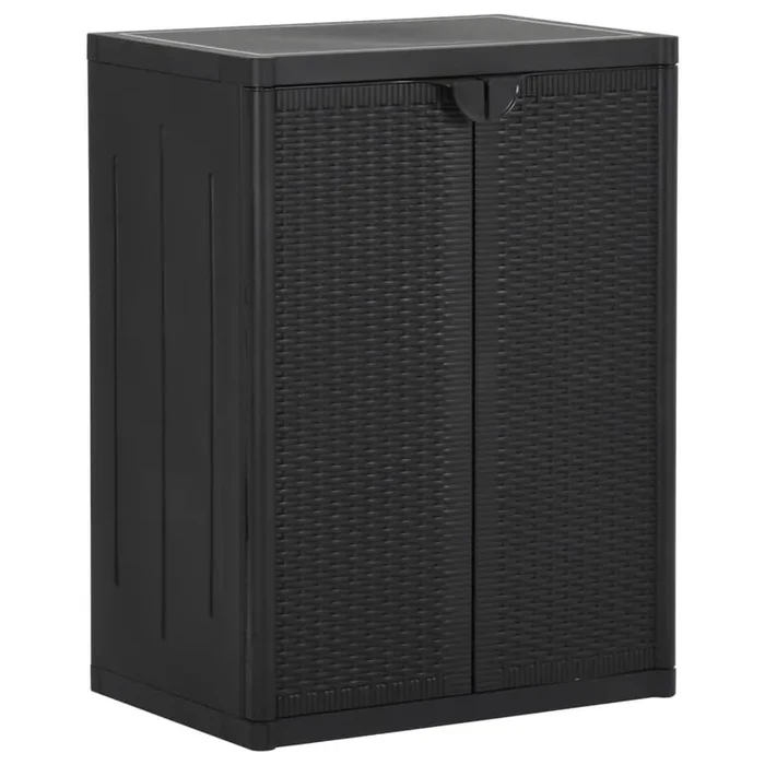 vidaXL Garden Storage Cabinet Black 65x45x88 cm PP Rattan
