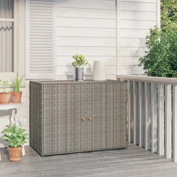 vidaXL Garden Storage Cabinet Grey 100×55.5×80 cm Poly Rattan