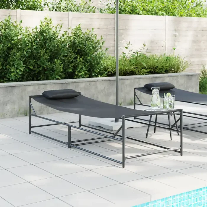 vidaXL Garden Sunbed – Anthracite – 200x74x73 cm – Steel & Textilene