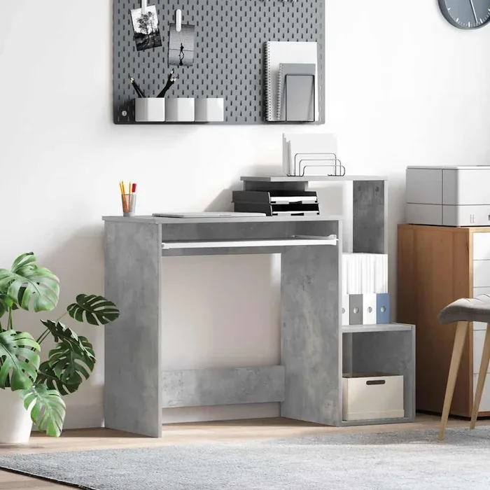 vidaXL Grey Computer Desk Concrete grey